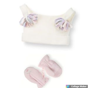 NWOT Gymboree Snow Angels Fleece Hat Mittens 6 18m